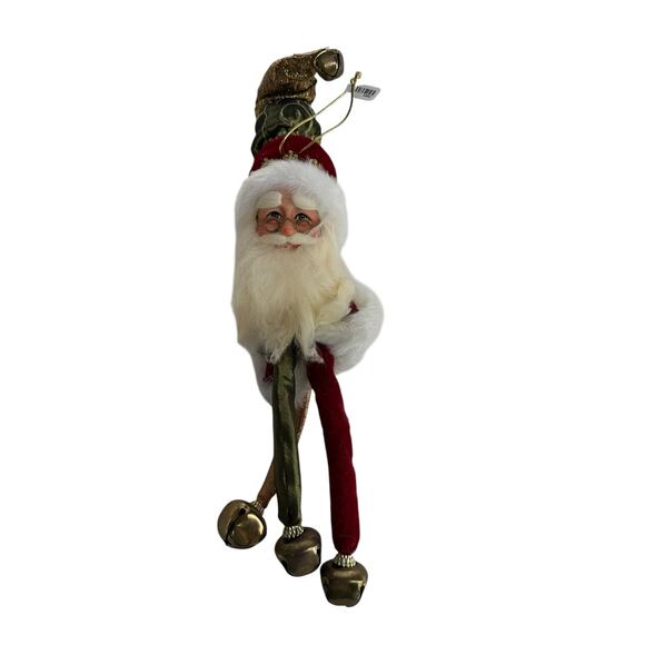 Vintage Santa Claus Hanging Ornament with Jingle Bell Legs Christmas Decor - Picture 8 of 10